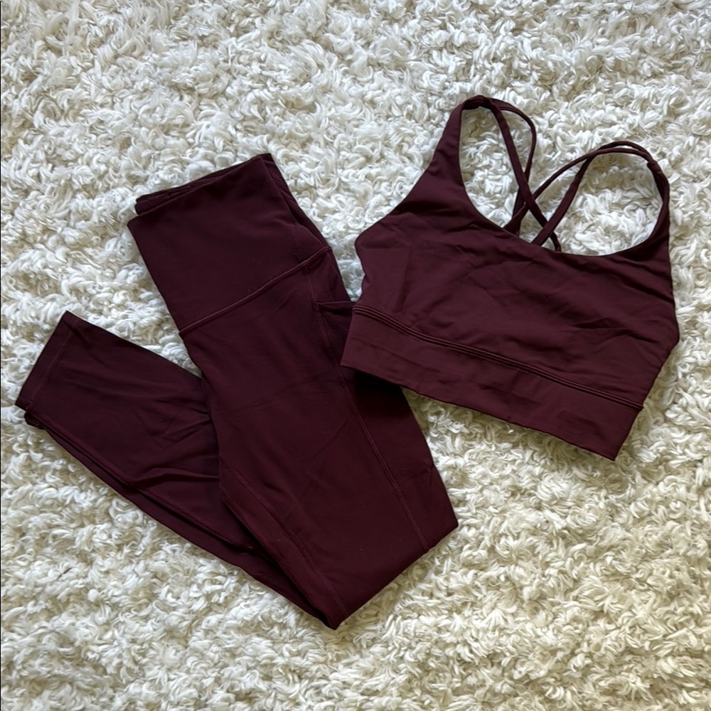 Lululemon Bra and Leggings Set - Energy Long Line Bra, 25" Pocket Leggings